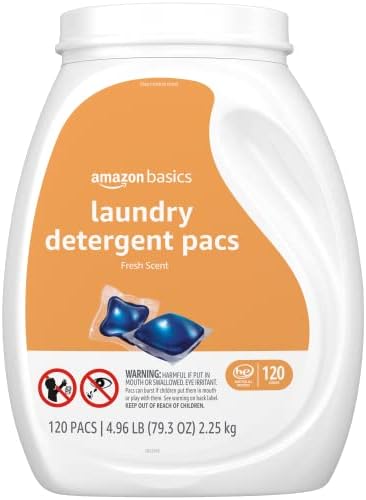 Amazon Basics Laundry Detergent Pacs, Fresh Scent, 120 Count (Previously Solimo)