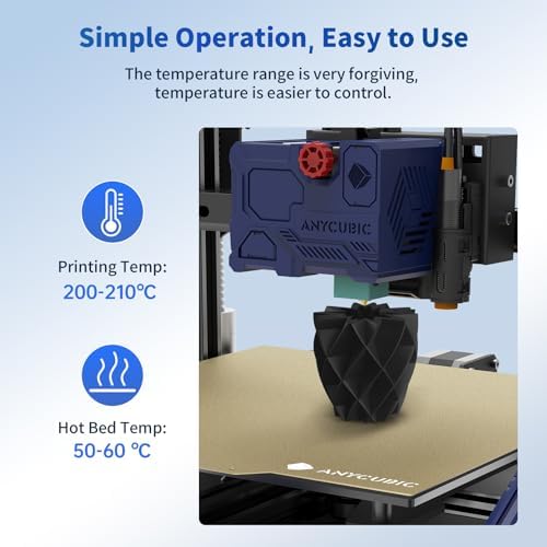 ANYCUBIC PLA Filament 1.75mm Bundle, 3D Printing PLA Filament 1.75mm Dimensional Accuracy +/- 0.02mm, 1KG Reusable Spool (2.2 lbs), 2KG Black + Blue