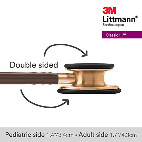 3M Littmann Classic III Monitoring Stethoscope, 5809, More Than 2X as Loud, Weighs Less, Stainless Steel Copper-Finish Chestpiece, 27" Chocolate Tube, Copper Stem and Headset
