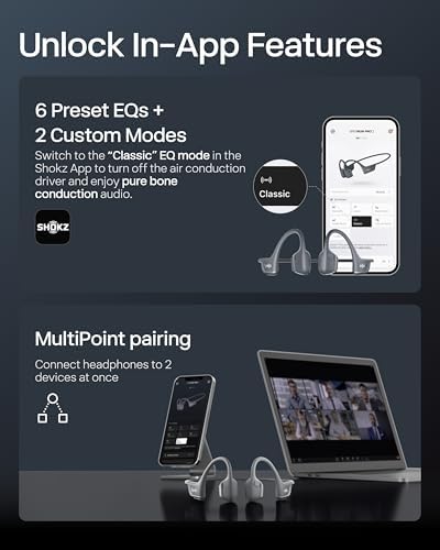 SHOKZ New OpenRun Pro 2 - Open-Ear, Bone Conduction Sport Headphones - with Reflective Strip - Sweat Resistant, Workout Headphones - Secure, Wireless, Comfortable Fit-Deep Bass and Smart Mic App