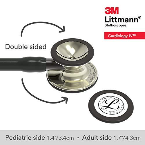3M Littmann Cardiology IV Diagnostic Stethoscope, 6179, More Than 2X as Loud, Weighs Less, Stainless Steel Champagne-Finish Chestpiece, 27" Black Tube, Smoke Stem, and Headset
