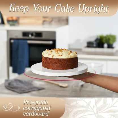 Cakebon Cake Boards - Sturdy 1/2 Thick Drums - 10 Inch Professional Fully Wrapped Edges White 6-Pack