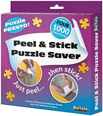 (4 Pack) Puzzle Presto! Peel & Stick Saver: The Original and Still The Best Way to Preserve Your Finished Puzzle! 24 Adhesive Sheets and 8 Adhesive Hangars.
