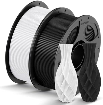 ANYCUBIC PLA Filament 1.75mm Bundle, 3D Printer PLA Filament 1.75mm Dimensional Accuracy +/- 0.02mm, 1KG Reusable Spool (2.2 lbs), 2KG Black+White