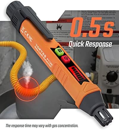 PT199 Natural Gas Leak Detector with Audible & Visual Alarm, Portable Gas Sniffer to Locate Combustible Sources Like Methane, Propane for Home(Includes Battery x2)-Orange