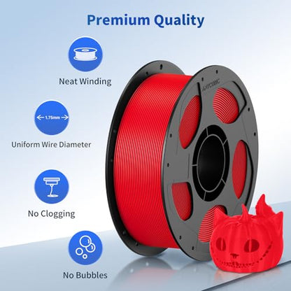 ANYCUBIC PLA 3D Printer Filament, 3D Printing PLA Filament 1.75mm Dimensional Accuracy +/- 0.02mm, 1KG Reusable Spool (2.2 lbs), Red