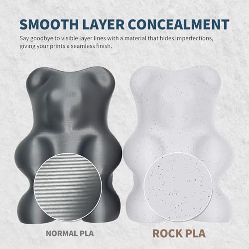 OVERTURE Rock PLA Filament 1.75mm, Marble PLA 3D Printer Filament 1kg Spool (2.2lbs), Dimensional Accuracy +/- 0.02 mm, Fit Most FDM Printer (Rock White)