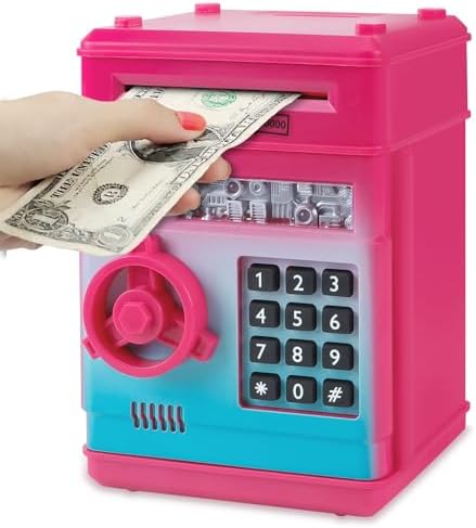 Refasy Piggy Bank Cash Coin Can ATM Bank Electronic Coin Money Bank for Kids Age 3-12, Money Savings Box Mini ATM Coin Bank Toys Gifts for 3 4 5 6 7 8 9 10 11 12 Year Old Boys Girls