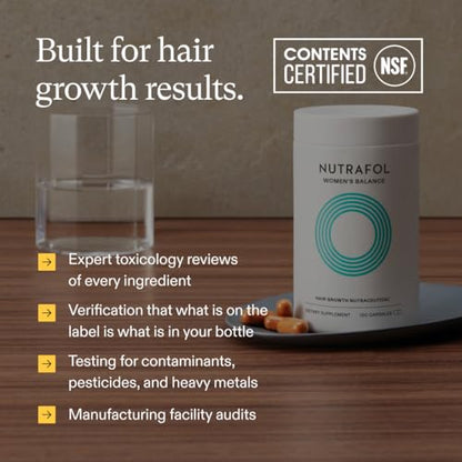 Nutrafol Women's Balance Hair Growth Supplements, Ages 45 and Up, Clinically Proven for Visibly Thicker Hair and Scalp Coverage, Dermatologist Recommended - 1 Month Supply