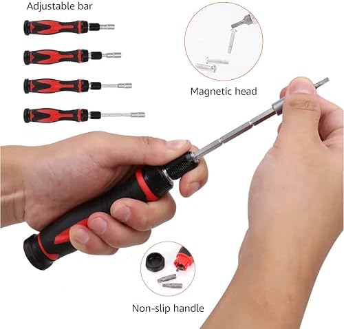 Amazon Basics Magnetic Ratcheting Wrench and Electronics Precision Screwdriver Set, 73 count (Pack of 1), Black/Red/Silver