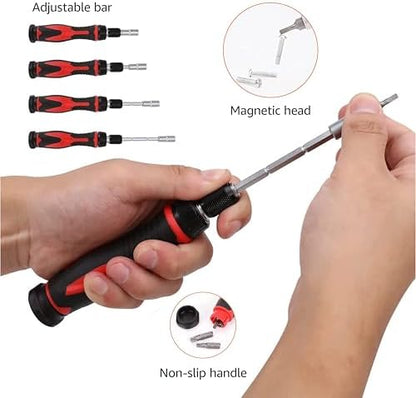 Amazon Basics Magnetic Ratcheting Wrench and Electronics Precision Screwdriver Set, 73 count (Pack of 1), Black/Red/Silver