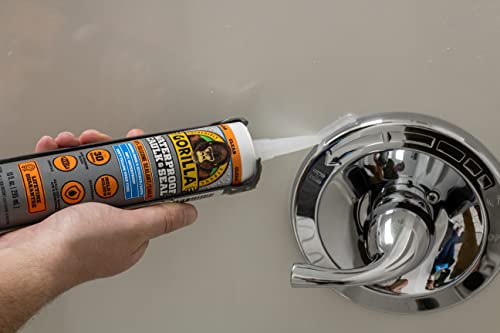 Gorilla Waterproof Caulk & Seal Silicone Sealant, 10oz Cartridge (Pack of 12) - Clear Caulking Sealant for Kitchen, Window, Bath, Marine, Door and More