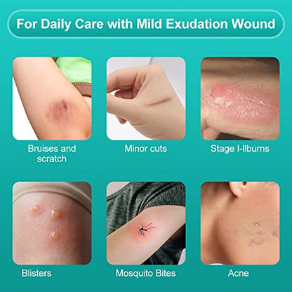 Dimora Hydrocolloid Wound Dressing, 10 Pack Ultra Thin 4" x 4" Large Patch Bandages with Self-Adhesive, Fast Healing for Bedsore, Burn, Blister, Acne Care, Sterile and Waterproof