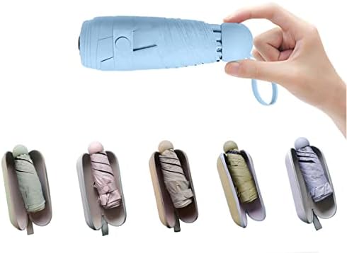 BAODINI Travel Mini Umbrella for Purse With Case-Small Compact UV Umbrella Protection Sun-Lightweight Tiny Pocket umbrella a with Case for Women, Girls