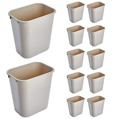 Rubbermaid Commercial Products Receptacle Wastebasket, 3.25-Gallon/13-Quart, Beige, Plastic, Garbage Can for Home/Office, Fits Under Desk/Sink/Cabinet, Pack of 12