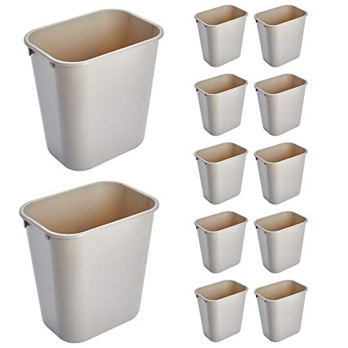 Rubbermaid Commercial Products Receptacle Wastebasket, 3.25-Gallon/13-Quart, Beige, Plastic, Garbage Can for Home/Office, Fits Under Desk/Sink/Cabinet, Pack of 12