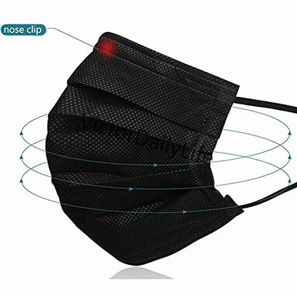 1000PCS 3 ply black disposable face mask breathable face masks
