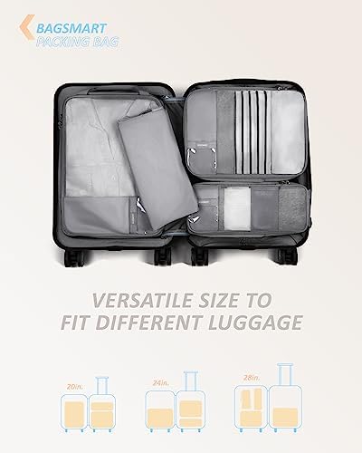 BAGSMART 6 Set Compression Packing Cubes - Lightweight Travel Essentials, Durable Luggage Organizer