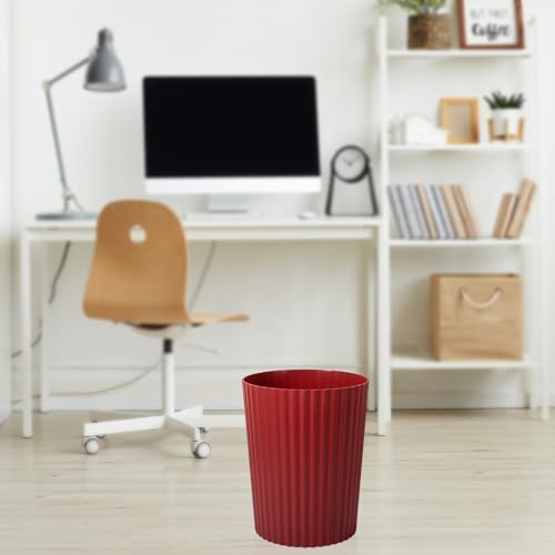 JiatuA Small Trash Can Plastic Wastebasket Round Garbage Container Bin for Bathroom, Kitchen, Bedroom, Home Office, College Dorm, Dark Red