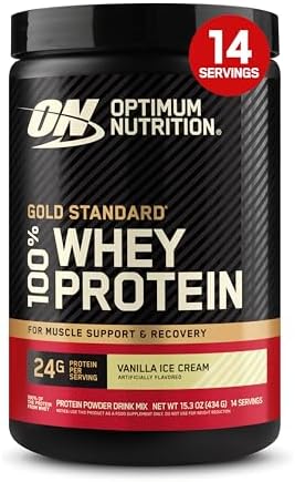 Optimum Nutrition Gold Standard 100% Whey Protein Powder, Vanilla Ice Cream, 1 Pound (Pack of 1)