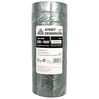 Electrical Tape, 10 Rolls General Use PVC Electric Tape, UL/CSA Listed ¾ in x 66 ft Insulating Vinyl Tape for Electrical, Repairs, Automotive and Equipment, EE-100, Green