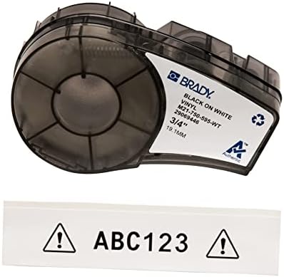 Brady Authentic (M21-750-595-WT) All-Weather Vinyl Label .75" W, 21' L & Authentic (M21-1500-427) Self-Laminating Wire Wrap 1.5" W, 14' L