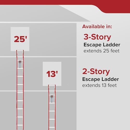 Kidde Fire Escape Ladder, 2-Story Rope Ladder, Extends to 13-Feet, Anti-Slip Rungs