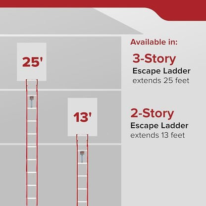 Kidde Fire Escape Ladder, 2-Story Rope Ladder, Extends to 13-Feet, Anti-Slip Rungs