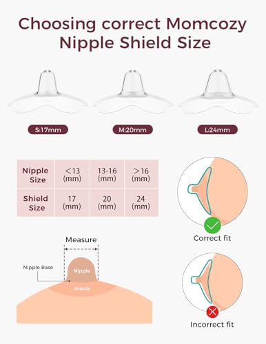 Momcozy Nipple Shield, Floral Contact Nipple Shield for Breastfeeding Moms with Flat or Inverted Nipples, Made Without BPA/BPS, 20mm, 2 Pairs