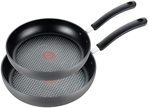 T-fal Ultimate Hard Anodized Nonstick Fry Pan Set 2 Piece, 8, 10 Inch, Oven Broiler Safe 400F, Kitchen, Cookware, Pots and Pans Set Non Stick, Frying Pans, Dishwasher Safe, Black
