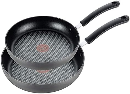 T-fal Ultimate Hard Anodized Nonstick Fry Pan Set 2 Piece, 8, 10 Inch, Oven Broiler Safe 400F, Kitchen, Cookware, Pots and Pans Set Non Stick, Frying Pans, Dishwasher Safe, Black