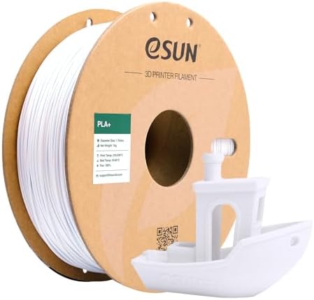 eSUN PLA+ Filament 1.75mm, 3D Printer Filament PLA Plus, Dimensional Accuracy +/- 0.03mm, 1KG Spool (2.2 LBS) 3D Printing Filament for 3D Printers, Cold White