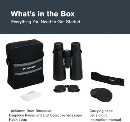 Celestron – Outland X 10x50 Binoculars – Waterproof & Fogproof – Binoculars for Adults – Multi-Coated Optics and BaK-4 Prisms – Protective Rubber Armoring, Black