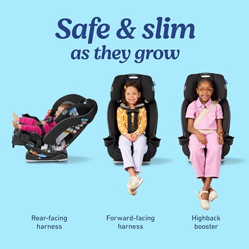 Graco Slimfit 3-in-1 Convertible Car Seat, Ultra-Space-Saving Design, Darcie 2.0, Suitable for Rear and Forward-Facing, Highback Booster Seat with 10-Position Headrest