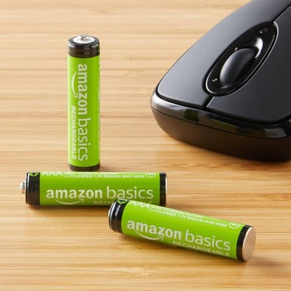 Amazon Basics 24-Pack Rechargeable AAA NiMH Performance Batteries, 800 mAh, 1.2V, Recharge up to 1000x Times, Pre-Charged