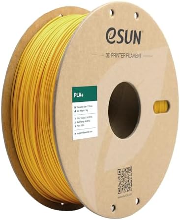 eSUN PLA+ Filament 1.75mm, 3D Printer Filament PLA Plus, Dimensional Accuracy +/- 0.03mm, 1KG Spool (2.2 LBS) 3D Printing Filament for 3D Printers, Dark Yellow