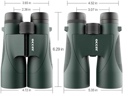 occer 12x50 Bird Watching Binoculars for Adults - High Powered Binoculars with Clear Large Image - Easy Focus HD Binocular with Long Range for Cruise Trip Hunting Travel Concert Stargazing,Green