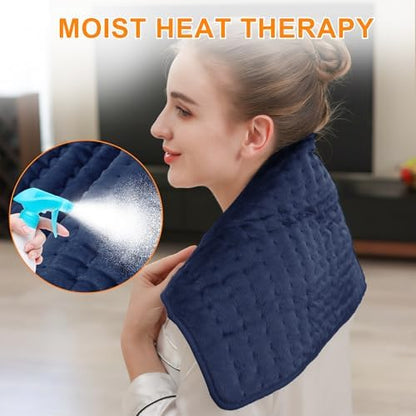 Electric Heating Pads,Heating Pad for Back,Shoulder,Hot Pad for Neck and Arms,Abdomen,Moist Heated Pad for Legs and Knee,Auto Shut Off(Navy Blue, 24''×12'')