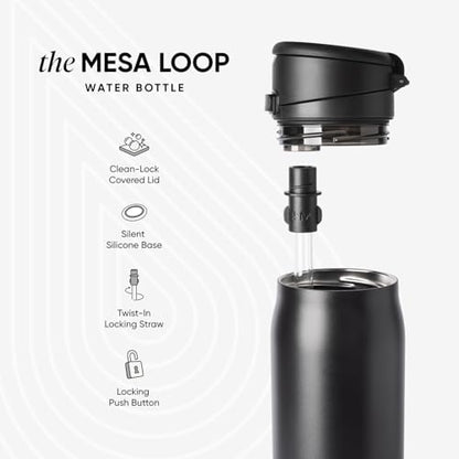 Simple Modern Mesa Loop Water Bottle with Straw | 24oz Cup Holder Friendly Insulated Stainless Steel Bottles for Travel, Sports and School | Neptune