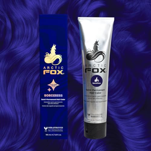 Arctic Fox Semi-Permanent Hair Color Dye, Vegan & Cruelty-Free, Conditioning, Ammonia-Free, Peroxide-Free, Midnight Blue, Sorceress, 5.6 fl oz