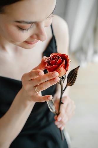 Hand Forged Wrought Iron Rose - Romantic Metal Gift of Everlasting Love - 6th Year Wedding Anniversary Surprise for Her