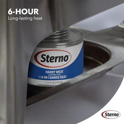 Sterno Fuel Cans - 6-Hour Burn, (12-Pack) Chafing Dish Fuel Can Burners for Food Warmer, Resealable Twist Chafer Fuel Canned Heat, Handy Wick