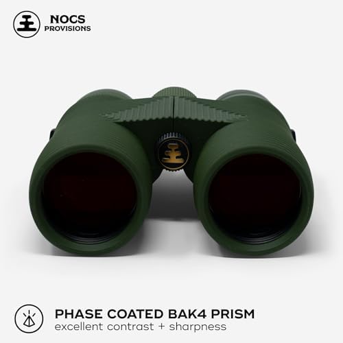 Nocs Provisions Pro Issue 8x42 Compact Fogproof Waterproof Binoculars for Adults & Kids, 8X Magnification, Wide View Multi-Coated Lenses for Bird Watching, Hunting & Stargazing - Canopy Green