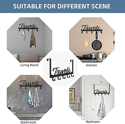 2 Pack Over The Door Hooks, Heavy Duty Over Door Towel Hanger with 10 Coat Hooks for Bedroom, Bathroom, Kitchen Towels, Bags, Hats