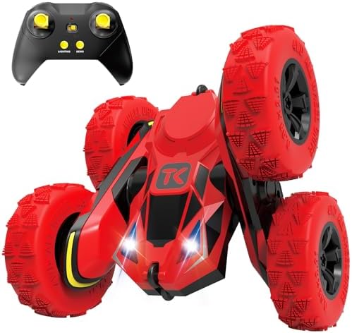 Threeking RC Stunt Car Remote Control Cars with Lights Double-Sided Driving Indoor Outdoor Toys Gifts Presents for 6 7 8 9 10 11 12 Year Old Kids Boys Girls
