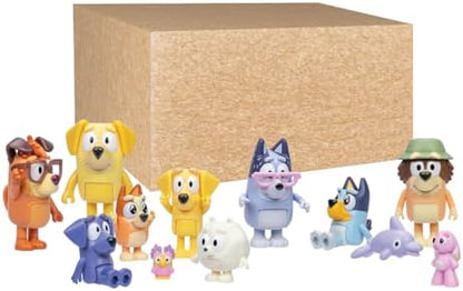 Bluey Figures Super Fan Collector Set – 12-Pack, Includes Chattermax, Grey Dancer, Lucky, Nana, Jean-Luc, Pom Pom, Grandad & More – Gift for Kids Ages 3+, Amazon Exclusive