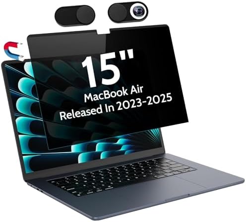 Magnetic Privacy Screen for MacBook Air 15 Inch (2023-2025, M2 M3 M4) - A2941 A3114 A3241, 15inch Removable Matte Anti Blue Light Glare Filter for Mac Air 15.3" Laptop Computer