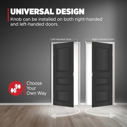 Kwikset Pismo Interior Privacy Door Knob with Lock, Door Handle For Bathroom and Bedroom, Matte Black Keyless Turn Lock Doorknob, with Microban Protection