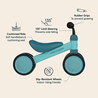 Retrospec Cricket Baby Walker Balance Bike with 4 Wheels for Ages 12-24 Months - Baby Toys & Toddler Toys for 1 Year Olds - Ride On Bicycle - Boys & Girls