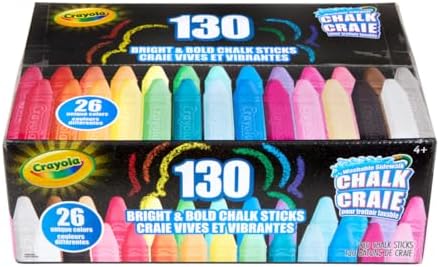 Crayola Washable Outdoor Sidewalk Chalk Collection (130ct), Bulk Anti-Roll Chalk Sticks for Kids, Classroom Recess Toys, Outdoor Toys & Activities for Kids